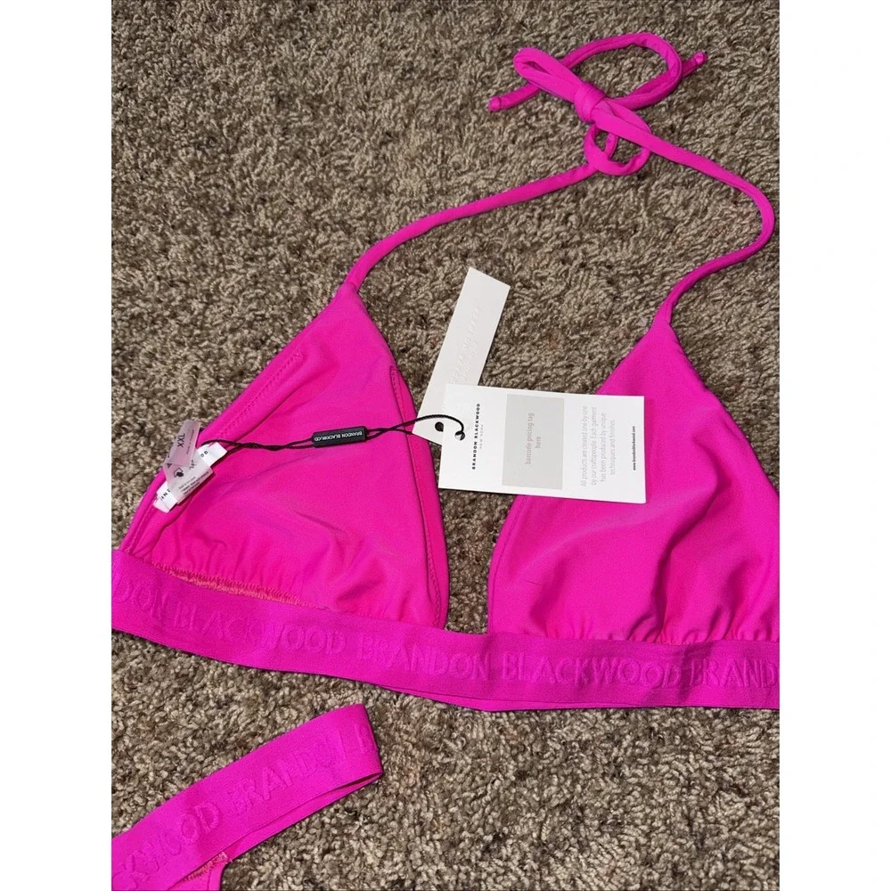 Brandon Blackwood New York Hot Pink Thing Bikini Set Bottoms XL Top XXL NWT - Picture 4 of 5